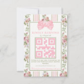 Antiek Victoriaans Coquette Bow Floral Baby shower RSVP Kaartje (Voorkant)