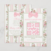 Antiek Victoriaans Coquette Bow Floral Baby shower RSVP Kaartje (Voorkant / Achterkant)