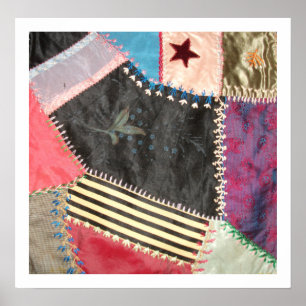 Antiek Victoriaans Crazy Quilt Poster