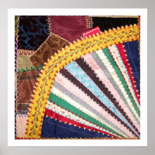 Antiek Victoriaans Crazy Quilt Square Poster (Voorkant)