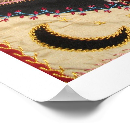 Antiek Victoriaans Crazy Quilt Square Poster (Hoek)
