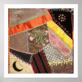 Antiek Victoriaans Crazy Quilt Square Poster (Voorkant)