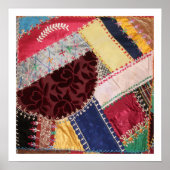 Antiek Victoriaans Crazy Quilt Square Poster (Voorkant)