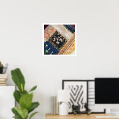 Antiek Victoriaans Crazy Quilt Square Poster (Thuiskantoor)