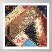 Antiek Victoriaans Crazy Quilt Square Poster (Voorkant)