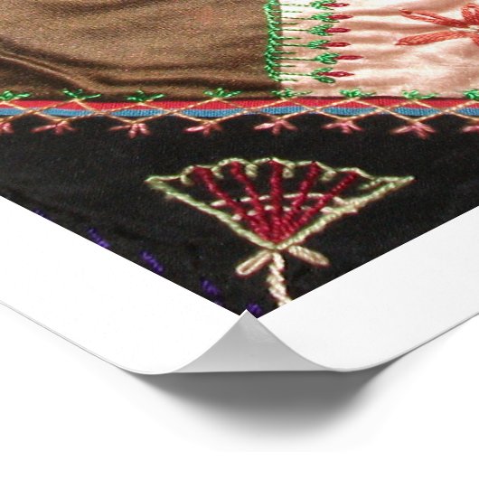 Antiek Victoriaans Crazy Quilt Square Poster (Hoek)