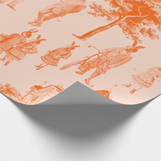 antiek Victoriaans dieren oranje werkplaats Cadeaupapier (Hoek)