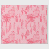 antiek Victoriaans Dieren Pastel Roze Toile Cadeaupapier (Vlak)