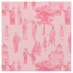 antiek Victoriaans Dieren Pastel Roze Toile Stof