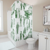 antiek Victoriaans Dieren Toile Green Douchegordijn (In situ)