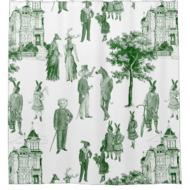 antiek Victoriaans Dieren Toile Green Douchegordijn