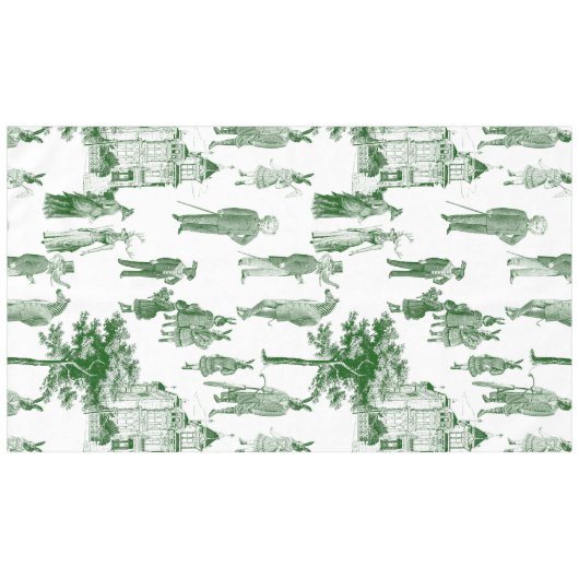 antiek Victoriaans Dieren Toile Green Tafelkleed (Voorkant (Horizontaal))