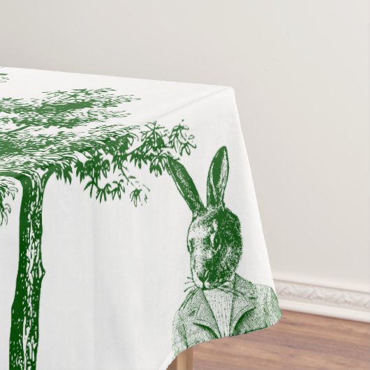 antiek Victoriaans Dieren Toile Green Tafelkleed (Voorbeeld)