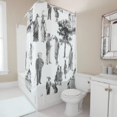 antiek Victoriaans dieren werken antropomorf Douchegordijn (In situ)