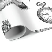 antiek Victoriaans Dieren Zwart Wit Toile mannen Cadeaupapier (Rol Hoek)