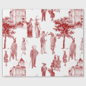 antiek Victoriaans dierentoilet antropomorf rood Cadeaupapier (Vlak)