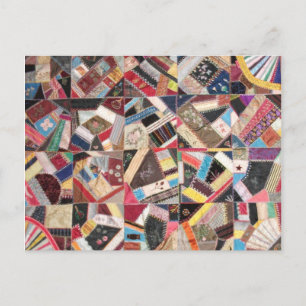 Antiek, Victoriaans-Era, Crazy Quilt Briefkaart