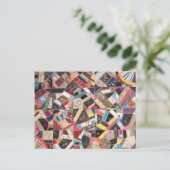 Antiek, Victoriaans-Era, Crazy Quilt Briefkaart (Staand voorkant)