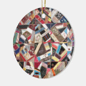 Antiek, Victoriaans-Era, Crazy Quilt Keramisch Ornament (Links)
