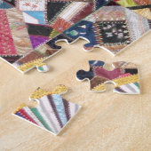 Antiek, Victoriaans-Era, Crazy Quilt Legpuzzel (Zijkant)