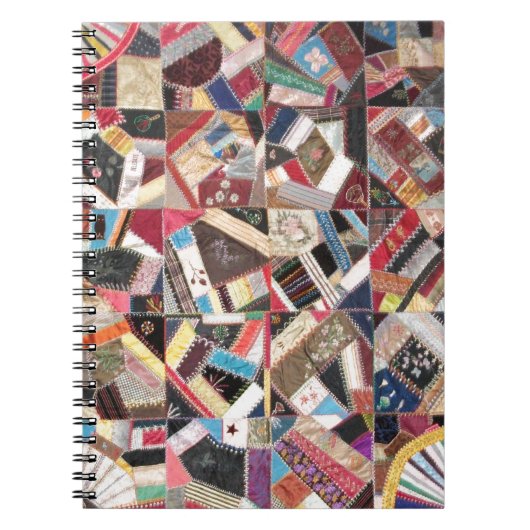 Antiek, Victoriaans-Era, Crazy Quilt Notitieboek (Voorkant)