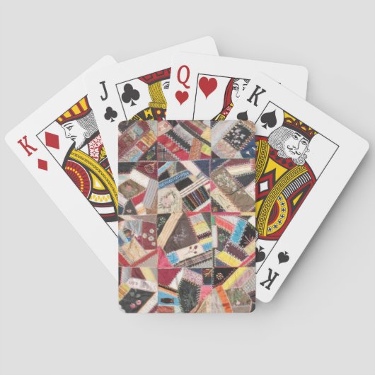 Antiek, Victoriaans-Era, Crazy Quilt Speelkaarten (Achterkant)