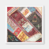 Antiek, Victoriaans-Era Crazy Quilt Square Magneet (Voorkant)