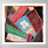 Antiek Victoriaans Era Crazy Quilt Square Poster (Voorkant)