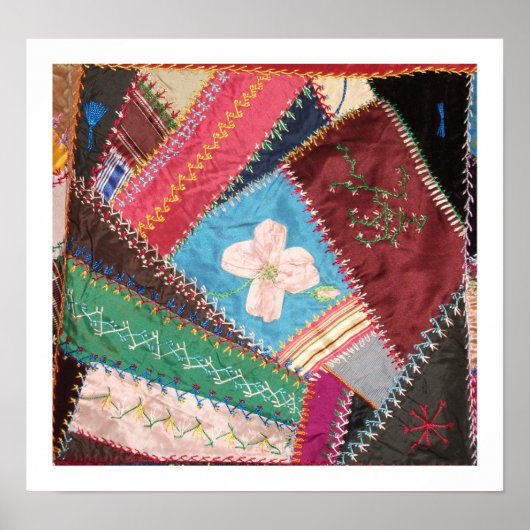 Antiek Victoriaans Era Crazy Quilt Square Poster (Voorkant)