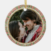 Antiek Victoriaans Floral-fototekst kerstboom Keramisch Ornament (Voorkant)