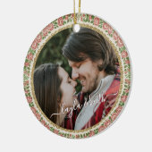 Antiek Victoriaans Floral-fototekst kerstboom Keramisch Ornament (Links)