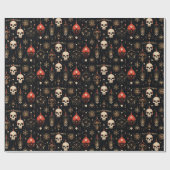 Antiek Victoriaans Gotische Schedel Kerstversierin Cadeaupapier (Vlak)