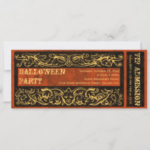 Antiek  Victoriaans Halloween Party Ticket Kaart