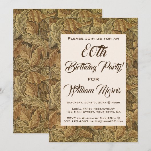 Antiek Victoriaans herfstbladeren Verjaardagsfeest Kaart (Voorkant / Achterkant)