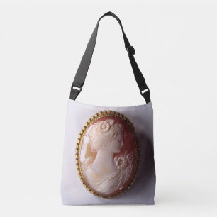 Antiek Victoriaans ivoor cameo silhouet Crossbody Tas