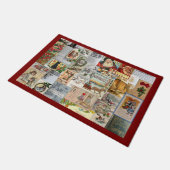 Antiek Victoriaans Kerst Ephemera Collage Art Deurmat (Schuin)