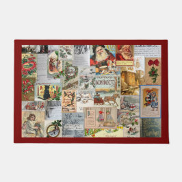 Antiek Victoriaans Kerst Ephemera Collage Art Deurmat