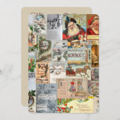 Antiek Victoriaans Kerst Ephemera Collage Art Feestdagenkaart (Voorkant / Achterkant)