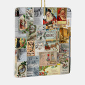 Antiek Victoriaans Kerst Ephemera Collage Art Keramisch Ornament (Rechts)