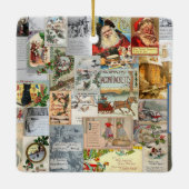 Antiek Victoriaans Kerst Ephemera Collage Art Keramisch Ornament (Achterkant)