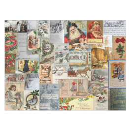 Antiek Victoriaans Kerst Ephemera Collage Art Tafelkleed