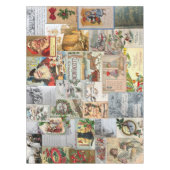 Antiek Victoriaans Kerst Ephemera Collage Art Tafelkleed (Voorkant)