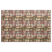 Antiek Victoriaans Kerst Kaart Collage Stof (Fat Quarter)