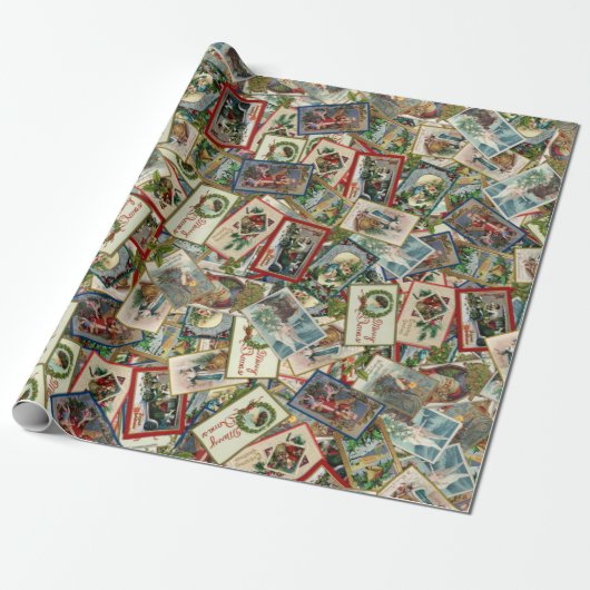 Antiek Victoriaans kerstBriefkaart Cadeaupapier (Uitgerold)