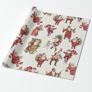 antiek Victoriaans Kerstman Vintage Kerstvakantie Cadeaupapier