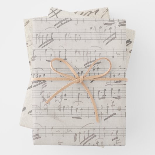 Antiek Victoriaans Kerstmis Muziek Blad Script Inpakpapier Vel (In situ)