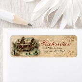 Antiek Victoriaans kerstscène in het winterhuis Etiket (Insitu)