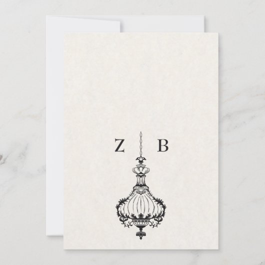 antiek Victoriaans kroonluchters bruiloft Kaart (Achterkant)