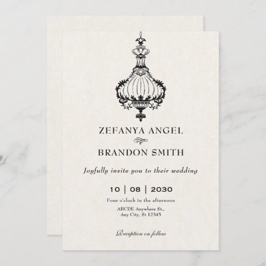  antiek Victoriaans kroonluchters bruiloft Kaart (Voorkant / Achterkant)