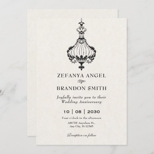  antiek Victoriaans kroonluchters jubileum Kaart (Voorkant / Achterkant)